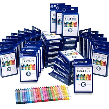 Imagem de Giz de cera a granel, 36 pacotes de 24 unidades de cores vibrantes, qualidade de professor, durável, pacote de sala de aula para crianças, estudantes, lembrancinhas de festa Color Swell