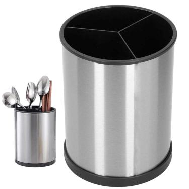 Imagem de Porta Talheres Utensilios Escorredor Inox Base Giratoria Suporte Pia Mesa Bancada Cozinha