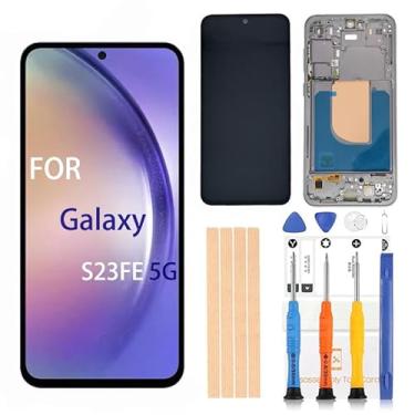 Imagem de Pishzeo Digitalizador LCD Amoled original de 6,4 polegadas para Samsung Galaxy S23FE 5G SM-S711U, S711E, S711B/DS Touch Display, conjunto de digitalizador Full HD (com moldura preta)