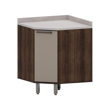 Imagem de Balcão De Cozinha Canto Diagonal 1 Porta E Com Tampo Luna Lu Nogueira Dourado-cinammon