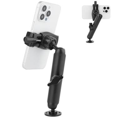 Imagem de Mippko Suporte de telefone de parede para caminhão/carro/barco/parede/mesa, compatível com iPhone/Nexus/HTC/LG/Huawei/smartphones de 3,5 ~ 7,5 polegadas, suporte de base de perfuração de braço de liga