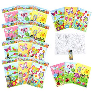Imagem de Livros de colorir Tiny Mills Butterfly Spring Insetos com gizes de cera de festa, com 12 livros de colorir e 48 gizes de cera, brindes de festa de borboleta, prêmios de borboleta, enchimento de saco de lembrancinha de Páscoa