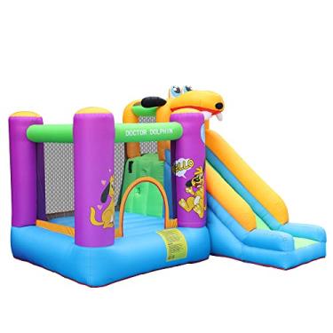 Imagem de Doctor Dolphin Bounce House Slide Com Soprador Bounce House Para Crianças 5-12 Bounce House Para Crianças, Castelo Saltitante Com Escorregador De Cachorrinho Ao Ar Livre, Segurança Inflável Com Soprad