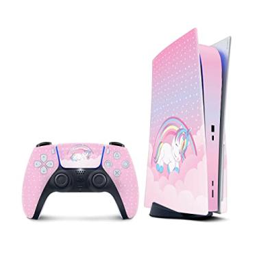 Imagem de TACKY DESIGN PS5 Skin Unicorn Skin for Playstation 5 skin Console and 2 controller skin, Pink PS5 cover Vinyl 3M Decal Stickers Full wrap Cover (Disk Edition)