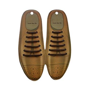 Imagem de VASGO - Cadarços elásticos sem amarrar, sapatos de couro de silicone elástico encerado fino Oxford sapatos sociais cadarços, Marrom, unisex-child