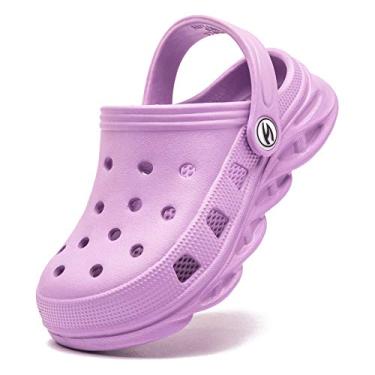 Imagem de Sandálias infantis para meninos e meninas para uso interno e ao ar livre, sandálias de praia infantis clássicas, Roxa, 6.5 Toddler