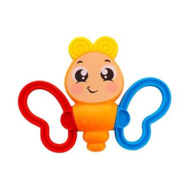 Imagem de Brinquedo Chocalho Borboletinha Infantil Colorida Creck Creck Borbolet