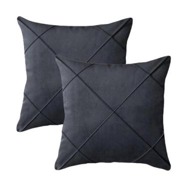 Imagem de Kit 2 Capas para Almofada Drapeada em Veludo Quadrada 43x43 com Enchim