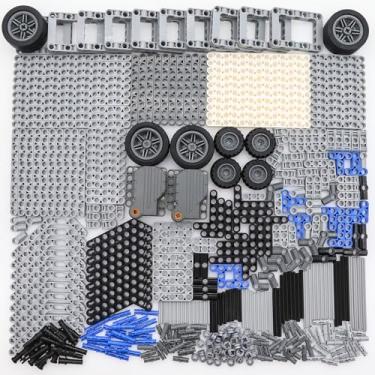 Imagem de BrickBounty 434 Pcs Technical-Parts Compatible with Technic Set, Return-Motor Gear Tires Wheels Frame Liftarm Beam and Pins, Technic-Pieces Replacement Kit for MOC STEM Building Blocks