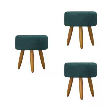 Imagem de Kit 03 Puff Decorativo Redondo - Petroleo Petroleo