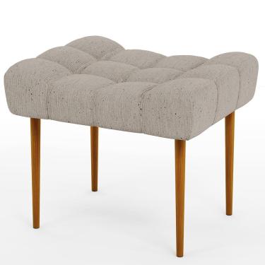 Imagem de Puff Requinte L02 Capitone Banqueta Linho Bege Pés Palito