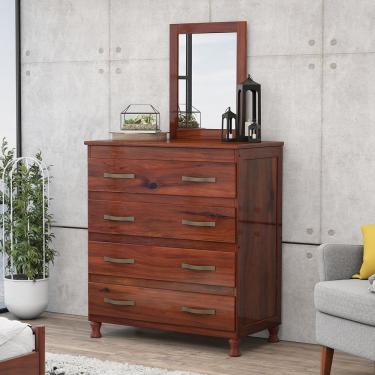 Imagem de Cômoda Com Espelho E Pés 4 Gavetas Lisboa Lanes Móveis Mogano