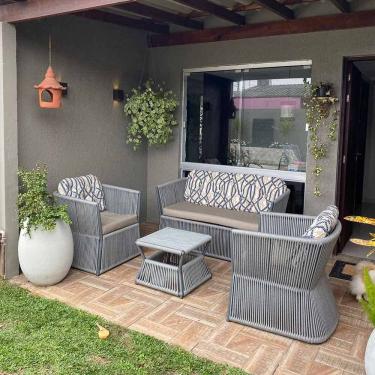 Imagem de Conjunto De Sofá Em Corda Náutica Bambu - 1 Sofá 2L + 2 Poltronas + 1 Mesa Centro