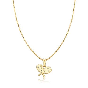 Imagem de Colar Raquetes Cruzadas Beach Tennis Revestido Em Ouro