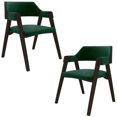 Imagem de Kit 2 Cadeiras Sala De Jantar E Jogos Carteados Madeira Maciça Poker Veludo Verde-capuccino G42 - Gran Belo