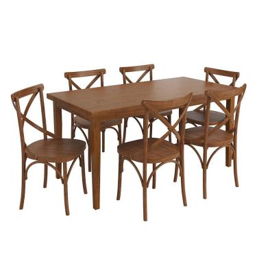 Imagem de Conjunto Sala De Jantar E Cozinha Com 6 Cadeiras X Madeira Maciça Amêndoa