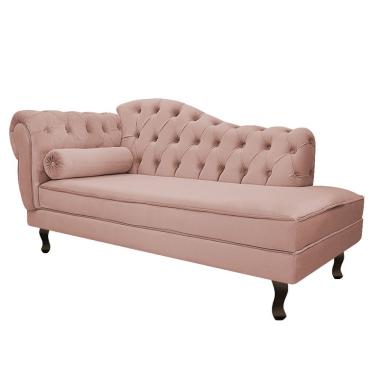 Imagem de Divã Recamier Diana Lado Direito 120 Cm Suede Adj Decor Rosê