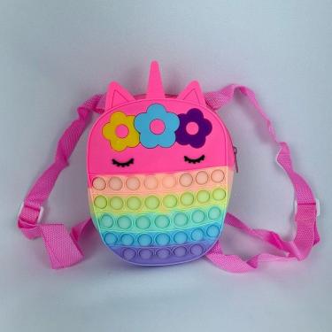 Imagem de Bolsa Mochila Pop It Infantil Menina De Silicone Unicórnio pink