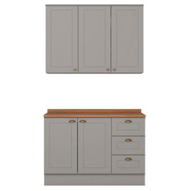 Imagem de Armario Aereo e Balcao 120cm Ce169 Americana Cinza Nature Henn