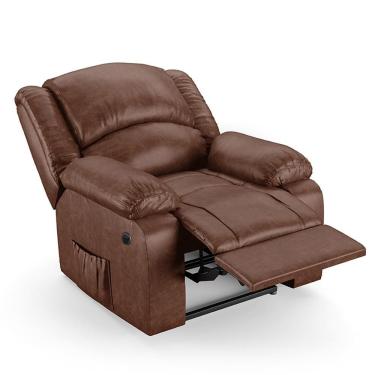 Imagem de Poltrona Do Papai Reclinável Pietra Power Elétrica Massagem Fh9 Pu Marrom Brilho - Mpozenato