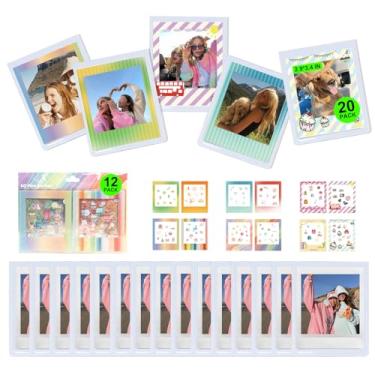 Imagem de WOGOZAN Acessórios fotográficos SQ para câmera instantânea Instax Square SQ40 SQ1 SQ20 SQ10 SQ6 SP-3 filme de 7 x 8 cm com 20 molduras magnéticas para exibição de fotos e 12 adesivos DIY