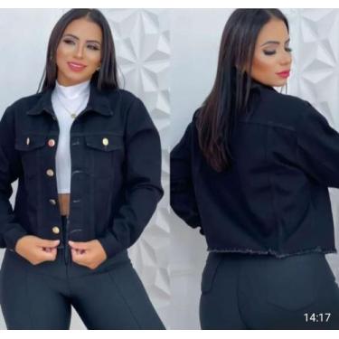 Imagem de Jaqueta Cropped Feminina Jeans com Barra Desfiada  Casual, Moderna e E