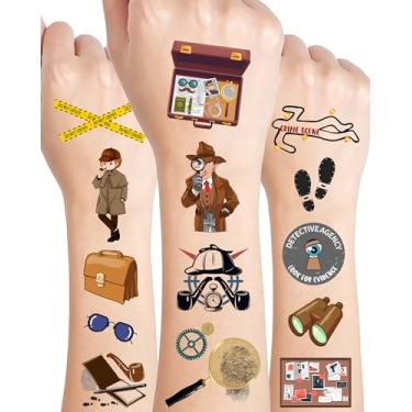Imagem de ANTING 200 Adesivos De Tatuagem Temporária Detetive, 20 Folhas Com Tema Espião, Decoração Festa, Lembrancinhas Para Crianças, Meninos E Meninas, Aniversário, Chá Bebê