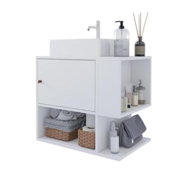 Imagem de Gabinete Beauty Armário Suspenso Banheiro 1 Porta Nicho Lateral - Beau