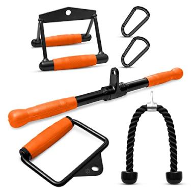 Imagem de SQUATZ Apollo Board Gym, Tríceps Pull Down - Conjunto De Acessórios Para Fixação Cabos Musculação Em Casa, D Simples Duplo, Barra, Corda