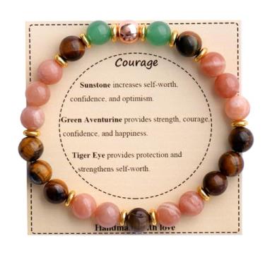 Imagem de KSQS Pulseira De Contas Pedras Curativas Para Mulheres, Proteção E Equilíbrio Com Preciosas Naturais, Cristal Espiritual Alívio Da Ansiedade Cartão Significado (Nº 34)