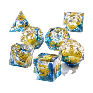 Imagem de Conjunto De Dados Poliédricos De Folha De Ouro Verde Para Dungeons And