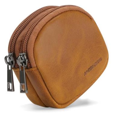 Imagem de Jack&Chris Porta-Moedas Masculino, Carteira Pequena De Couro Legítimo Com Bolso Zíper E Passador Cinto Traseiro, Bolsa Masculina