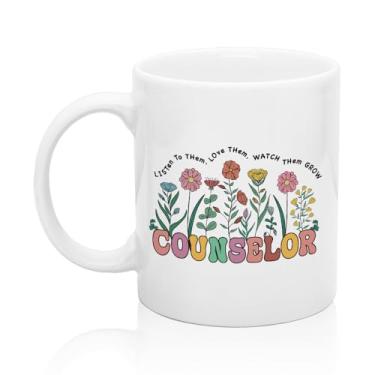 Imagem de XQLZY Caneca de café para conselheiro, xícara de chá floral para conselheiro, presentes de agradecimento ao conselheiro, presentes de formatura para mulheres, presente de volta às aulas para