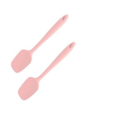Imagem de Kit 2 Colheres De Arroz Silicone Maciço Não Riscam Panelas Espátula(Rosa + Rosa)
