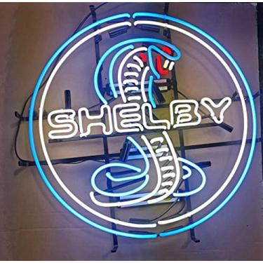 Imagem de Hvkeer Letreiros De Neon Para Cerveja, Quarto, Shelby Cobra, Vidro Redondo, Escritório, Hotel, Café, Festa, Caverna Do Homem, Arte, Luzes Parede, 24 X 20"