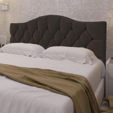 Imagem de Cabeceira Cama Casal Botões Provençal Chocolate Suede Com Pés 120Cm Al