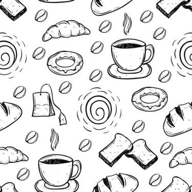 Imagem de Kit 5 Rolos Papel De Parede Adesivo Casual Café E Pão 3,0M - Gh Papel 