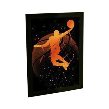 Imagem de Quadro Decorativo Basquete Enterrada Ilustração Céus Estrelas Decoração Poster Quarto Sala