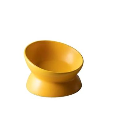 Imagem de Comedouro para Gatos de Cerâmica Elevado Ergonômico (Comedouro Amarelo)