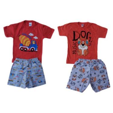 Imagem de Conjunto infantil masculino verão meninos tactel - Cleomara, Laranja, 