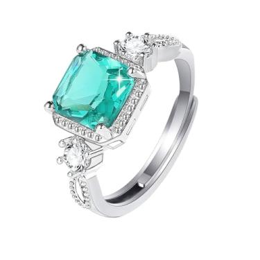 Imagem de Luckilemon Anel de noivado, anel de promessa eternidade para mulheres, anéis de compromisso de casamento zircônia cúbica de corte radiante, presente de joias, presente de amizade, joias modernas