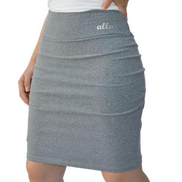 Imagem de Short Saia Reta Fitness Alta Compressão Cós Alto UV50+ Poliamida Moda 