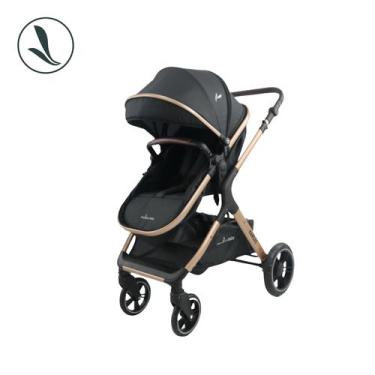 Imagem de Carrinho de Bebe Kansas Gold Premium com Bebe Conforto, Base Gold/Pret