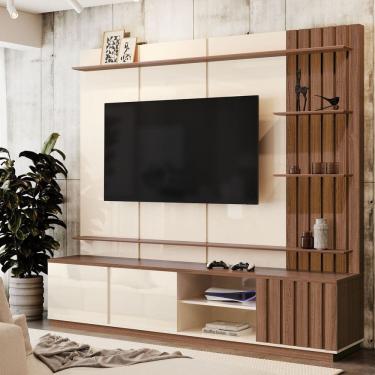 Imagem de Estante Home para Tv 75 Polegadas Reno Off White / Nogueira