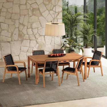 Imagem de Conjunto 6 Cadeira 1 Mesa 180cm - Varanda Coberta/área Gourmet Traço -