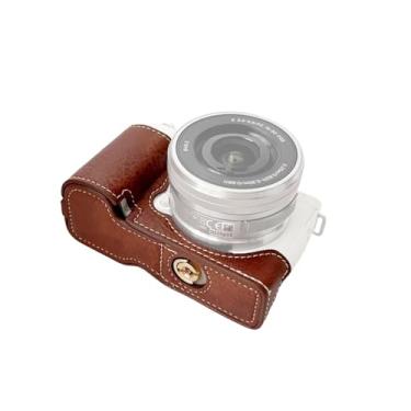 Imagem de Acouto Capa de Câmera Cobertura Protetora de Couro Retro Camera Cães Suporte de Transporte de Bolsa Abrindo o Design Inferior Substituto para Zve10 (BROWN)