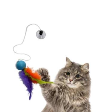 Imagem de Bolinha Com Elástico Ventosa Penas Para Gatos Parede - PLUMAS E PENAS 