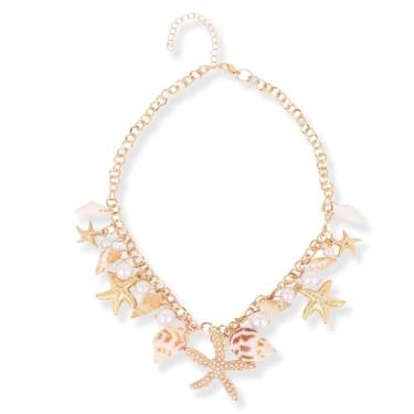 Imagem de Jaciya Colar de concha e estrela do mar para mulheres, acessórios de fantasia de sereia, acessórios de praia de verão