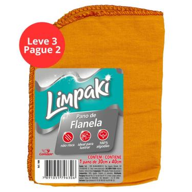 Imagem de Pano de Flanela Limpaki 30cm x 40cm - Leve 3 Pague 2