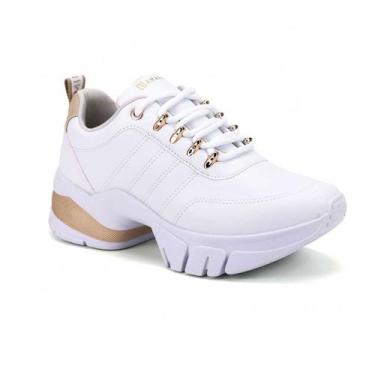 Imagem de Tênis Feminino Ramarim Sneaker Dad Chunky Dourado 2380103, 36, Branco